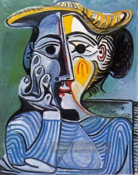 Femme au chapeau jaune Jacqueline 1961 Kubismus Ölgemälde